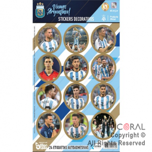 CAMPEONES DEL MUNDO STICKERS AUTOADHESIVOS X 24 UNIDADES